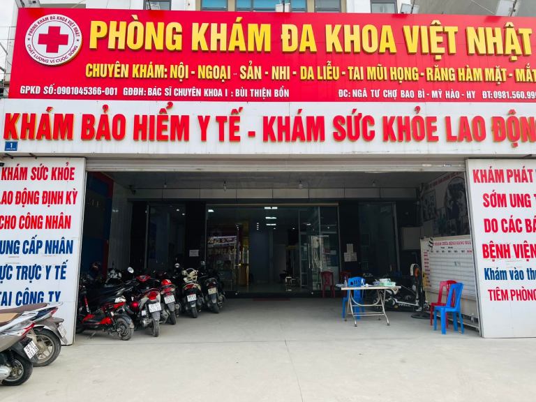 Phòng khám Đa khoa Việt Nhật tiếp nhận khám và điều trị các bệnh thuộc chuyên khoa Nội - Ngoại - Sản - Nhi- Da liễu - Tai mũi họng...