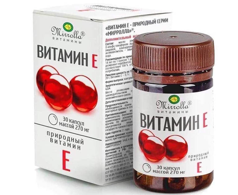 Viên uống Vitamin E 270mg Mirrolla của Nga