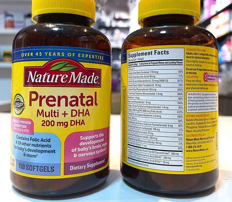 thuốc vitamin tổng hợp của Mỹ Nature Made Prenatal Multi + DHA