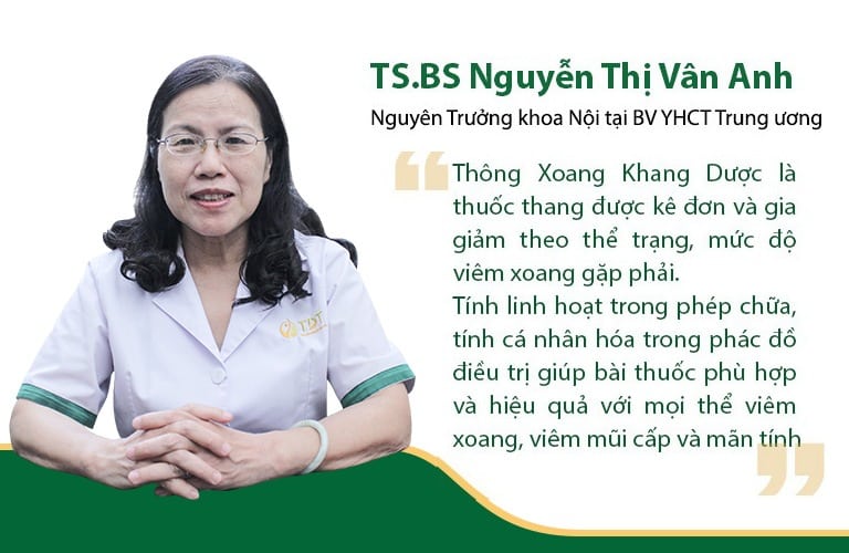 Thạc sĩ bác sĩ Nguyễn Thị Vân Anh đánh giá về bài thuốc Thông xoang Khang dược